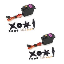 Treedix 2 pcs MG996R Servo Motor Metal Gear High-Torque Servo Motor for Smart Car Robot Boat RC Helicopter Mechanical arm Fittings(Control Angle 360)