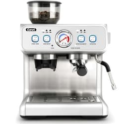 Gevi Dual Boiler Espresso Machine with Built-in Grinder, 58mm Commercial Portafilter, Barista Steam Wand, 31 Grind Settings, Stainless Steel, for Home Barista Use, Sterling Silver