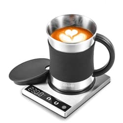 COSORI Coffee Mug Warmer & Mug Set for Desk, Cup Heater, Office & Christmas Gifts, 1°F Precise Temperature Control, Touch Tech & LCD Digital Display (77-194℉), 304 Stainless Steel, Silver/Black
