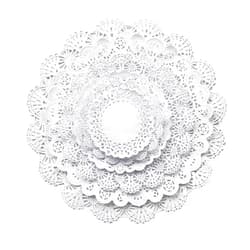 The Baker Celebrations White Round paper Lace Table Doilies 4 5 6 8 10 and 12 inches Assorted Sizes (Variety pack of 120 - 20 of each)