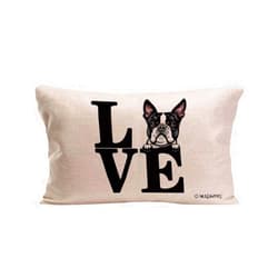 MALIHONG Love Dog Throw Pillow Cover Cute Peeking Dog Boston Terrier Throw Cushion Cover for Sofa Bed Home Decor 12x20 Inch