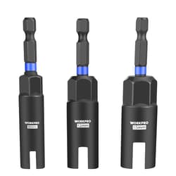 WORKPRO Wing Nut Driver Set 3 PCS, Power Wing Nut Driver Bit (9mm,12mm,15mm), 1/4 Inch Hex Shank Nut Driver, Wing Nut Socket for Wing Nut, Eye Bolt, Wire Twisting