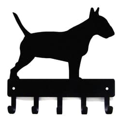 The Metal Peddler Bull Terrier Key Holder for Wall - Small 6 inch Wide with 5 Hooks - Made in USA