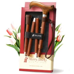 Merry Sticks Foldable Walking Sticks, Adjustable Canes for Women and Seniors, Folding and Collapsible Canes for Men, Lightweight Balancing Mobility Aids - Ergonomic Handle & Wrist Strap - Sen Wood