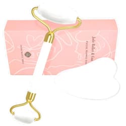 YLTNEUQER Gua Sha Facial Massage Tool & Jade Roller Set, Facial Massager for Face, Neck, Back, Arms, Legs, Eye,SPA Gifts for Women Gua Sha Facial Massager Reduce Puffiness and Improve Wrinkles