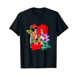 Family Heritage Gifts Flowers of España - Spain Word Art - Spanish Pride T-Shirt