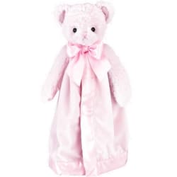 Bearington Collection Bearington Baby Huggie Bear Snuggler, 15 Inch Pink Teddy Plush Stuffed Animal Security Blanket Lovey for Babies