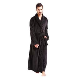 FashGudim Mens Robes Big and Tall Full Length Plush Fleece Long Robe for Men Bathrobe Shawl Collar Warm Winter House Robes