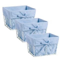 DII Farmhouse Chicken Wire Storage Baskets with Liner, Small, Antique Denim, 9x7x6