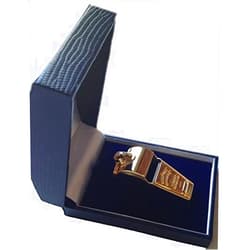 THE ACME No. 60.5 Thunderer Whistle. Solid Brass Gold Plated in Gift Box. Weather-proof. Made in the UK. Suitable for Sport, Coaches, Referees, Swimming Teachers, Police, Teachers and Safety