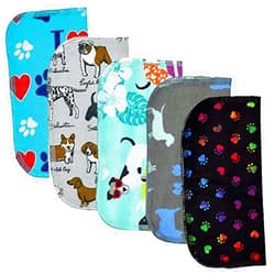 Gina's Soft Cloth Shop 1 Ply Printed Flannel 8x8 Inches Little Wipes Set of 5 I Woof You- Proudly Made in the USA!