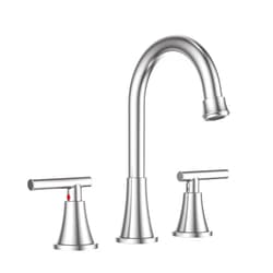 Hurran Widespread Bathroom Faucet, Hurran 8 Inch Modern Bathroom Sink Faucet 3 Hole with Drain Assembly and Water Supply Lines, 360 Swivel Spout Bathroom Faucets for Sink 3 Hole