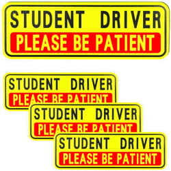 BFXM 4 PCS Student Driver Magnet for Car, Please Be patient Student Driver, Funny Magnetic New Driver Safety Warning Bumper Sticker Signs, Reusable Movable Rookie Driver Reflective Magnets Stickers