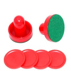 CcHuDE 2 Pcs Red Air Hockey Pushers and Air Hockey Pucks Great Goal Handles Paddles Replacement Accessories for Game Tables