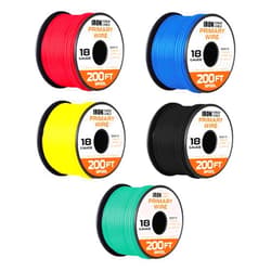 Iron Forge Cable 18 Gauge Automotive Wire - 5 Roll Assortment Pack - 200 Ft of Copper Clad Primary Wire per Roll, 18 Gauge Wire 200 Ft Stranded Copper Clad Aluminium Auto Wire
