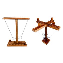 WeiDu77 Ring Hook Throwing Game, Wooden Hook and Ring Throwing Game for Party Outdoor Handmade Handheld Ring Hook Fast-Paced Family Interactive Game Toy (2-4) persons。