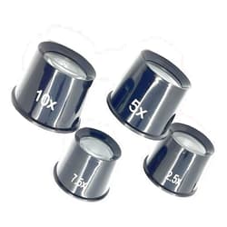RELIBBA Plastic Eye Loupe Magnifier Set - 4-Piece Magnifying Glass for Watchmakers & Repair Work | Includes 2.5X, 5X, 7.5X, & 10X Loupes with Plastic Storage Box
