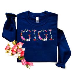 Regamor Embroidery Floral Gigi Sweatshirts For Grandma Gift Sweatshirt From Grandkids Flower Gift Mothers Day Christmas