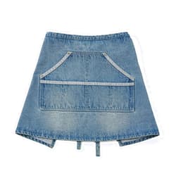 Jeanerlor Denim Waist Apron Acid Washed with Pockets for Women