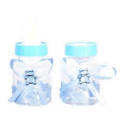 HERCHR 50Pcs Feeder Style Candy Bottle for Baby Shower, Mini Party Favors Fillable Candy Gift Box for Boy Girl Newborn Infant Baptism Christening Birthday Party Decoration(Blue)