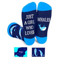 HAPPYPOP Whale Gifts for Women Girls - Crazy Whale Socks Ocean Gifts, Sea Animal Socks for Teens