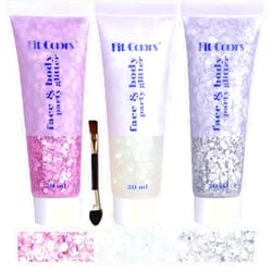 Angels Beauty Body Face Chunky Glitter Gel: Pink White Silver Face Sparkles Glitter Gel Makeup for Singer Concerts Disco Festival Rave Accessories 150ml Chunky Sequins Mermaid Face Body Hair Glitter Gel