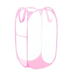 Buenod Pop Up Laundry Hamper Reinforced Collapsible Laundry Basket Foldable Clothes Hamper for Home, Dorm Room, Travel, Cruise, Pink