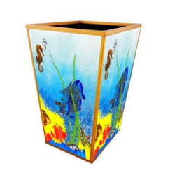 Ducoteduparc Vintage waste basket - Coral reef and fishes - Handmade Decorative Waste Basket