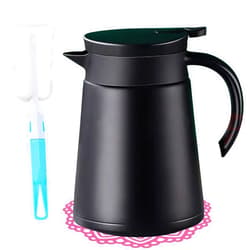 Deeriz Mini Stainless Steel Thermal Carafe Coffee, 30 oz Tea Pot Double Wall Vacuum Insulated with Handle and Lid (black)