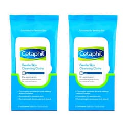 Toeah Cetaphil Gentle Skin Cleansing Cloths, TWO Packs of 25 sheets