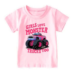 Sineeko Kids Short Sleeve Shirts Toddler Boys Girls Crewneck Tees Curls Monster Truck Raccoon Cute 2-7Years