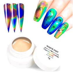 Feel-ling Nail Polish Aurora Neon Temperature Change Nail Gel Liquid Thermochromic Liquid Mood Crystal Colorful Gradient Color Liquid Gel