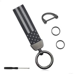 stymart American USA Flag Car Keychain, Anti-Lost D-Ring with 360-degree Rotatable Swivel, Keychain Accessories with Zinc Alloy Suit, Universal Car Accessories Keychain(Black)