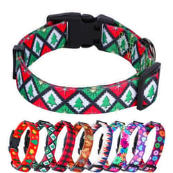 Rhea Rose Christmas Dog Collars Green Christmas Tree Pattern Holiday Festival Green Tree S