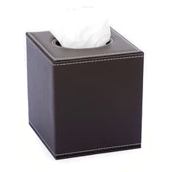 Sumnacon Square Leather Tissue Box Cover - Stylish Cube Tissue Box Holder with Magnetic Bottom, Decorative PU Tissue Box for Vanity Dresser Night Stand Table Countertop Home Office Car, Brown