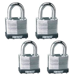 Master Lock 1803Q Fortress Outdoor Padlock with Key, 4 Pack Keyed-Alike, Laminated Steel