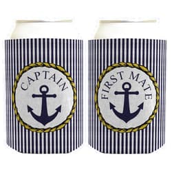 ThisWear Couple's Sailing Gift Captain and First Mate Nautical Anchor Boat Themed 2 Pack Can Drink Coolers