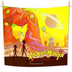 Charon Rick and Morty Anime Wall Tapestry for Bedroom, Space Tapestry for Adult, Cool Humour and Imagine Aesthetic, Hippie Room Decor Hanging Art for Girl Boys, Photo backdrop Picnic Mat (Yellow)
