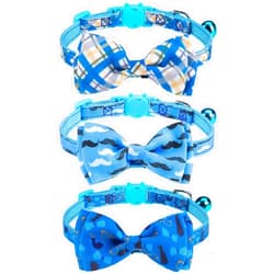 VKPETFR Breakaway Cat Collar with Removable Bow Tie and Bell, Cute Multi-Style Patterns, 3 Pack Safety Buckle Kitten Collars, Adjustable Pet Collar for Boy Cats Puppy