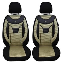 BREMER SITZBEZÜGE Bremer Sitzbezüge Made-to-Measure Seat Covers Compatible with Fiat Ducato Type 250, Driver & Passenger from 2006 / 902, Protective Cover Set in Black/Beige