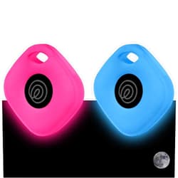 Fretime Silicone Case for Tile Mate 2024 with Carabiners, 2 Pack Anti-Scratch Protective Cover for Tile Tracker (Luminous - Blue & Pink)