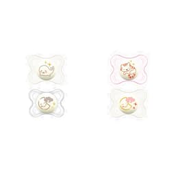 MAM Night Pacifiers for Babies 0-6 Months with Glow-in-Dark and Self Sterilizing Case (2 Pacifiers)