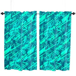 Pinroote Short Curtains 45 Inch Length - 2 Panels, Football Rod Pocket Curtain Panels, Soccer Sports Turquoise Abstract Art Modern Window Treatment for Bedroom/Kitchen/Bathroom, 104W x 45L Inch