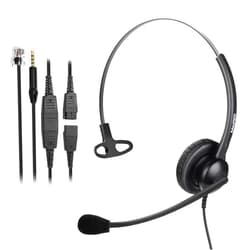 MAIRDI Telephone Headset with Microphone Noise Canceling, Binaural Call Center Office Headphone with RJ9 Jack & 3.5mm Connector for Landline Phone Cell Phone PC Laptop, Work for Polycom Avaya Nortel