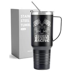 Onebttl Car Racing Gifts Travel Coffee Mug Tumbler 1180ml/40oz, for Car Racing Lover, Racer, Race Car Enthusiast, Stainless Steel Insulated - I'd Rather Be Watching Racing