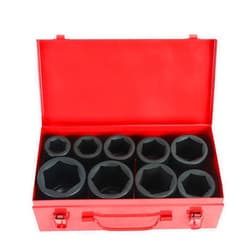 BLACKHORSE-RACING 1 Inch Drive Deep Impact Socket Set, Cr-Mo 6-Point (1-Inch - 2-Inch) 9pc Impact Socket Set with Heavy Duty Storage Case