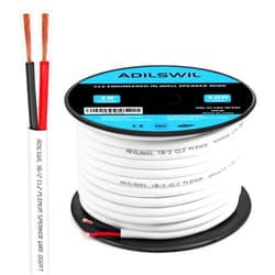 ADILSWIL in Wall Speaker Wire Cable 18 Gauge 100FT 18/2 AWG CCA 2 Conductor Red and Black Wire with White Jacket Low Voltage Wires DC Electrical Wire ETL CL2 Rated for Hookup and Extension