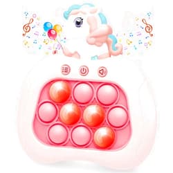 Intoypad Quick Push Pop Fidget Game Toys, Rainbow Unicorn Light Up Fidget Toys Electric Pop Bubble Game Controller Handheld Puzzle Sensory Toys Birthday for Kids Girls 2024