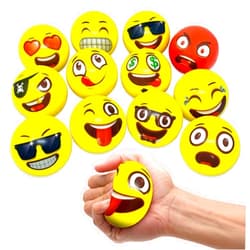 DesignSavy Oji-Moji Party Pack 12 Emoji Stress Balls, Stocking Stuffers for Kids,, Stress Relief, Fidget Kids Toys, Therapy Squeeze, Special Need, Anxiety, Motivation, ADHD, Autism, Team Building