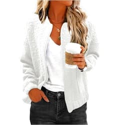 EVALESS Bomber Jackets for Women Spring Fashion 2025 Cute Jacquard Coats Lightweight Zip Up Jackets Dressy Casual